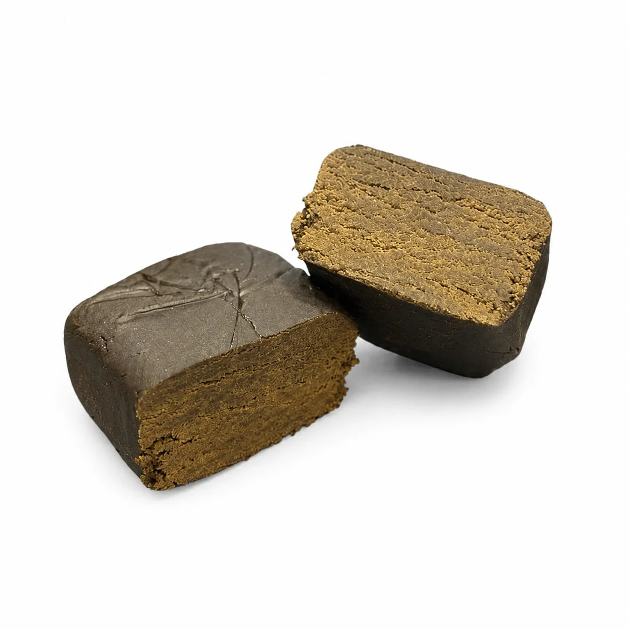 Résine CBC Static 25% premium – deux blocs de hash brun foncé à texture fine et fondante, profil résineux et boisé, livraison France
