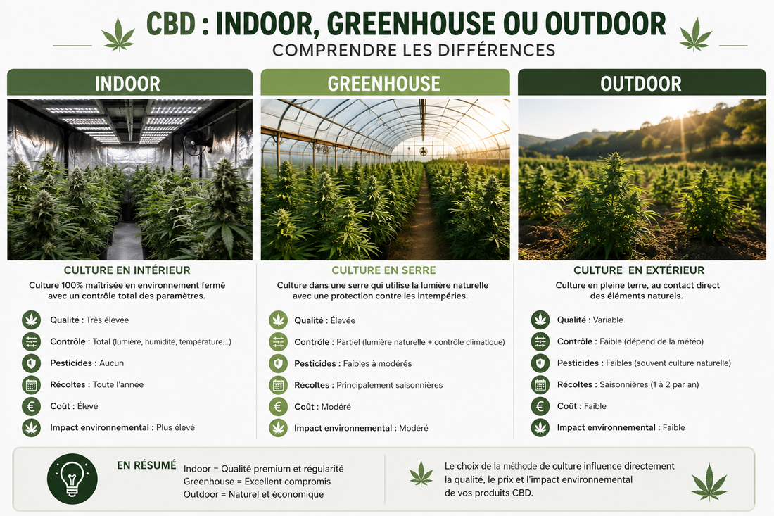 CBD Indoor, Greenhouse ou Outdoor ?