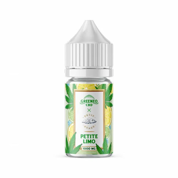 Greenéo E-liquide CBD Petite Limo (1000 mg) parfum citron doux et frais, flacon pour vapotage détente au CBD de qualité.