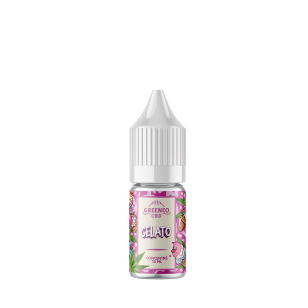 Flacon de Greenéo Arôme CBD Gelato (10 ml) pour DIY e-liquide gourmand et crémeux saveur dessert sucré.