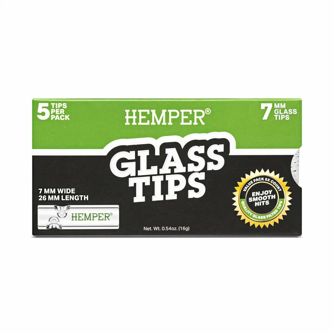 Boîte de 5 filtres en verre Hemper Glass Tips 7 mm