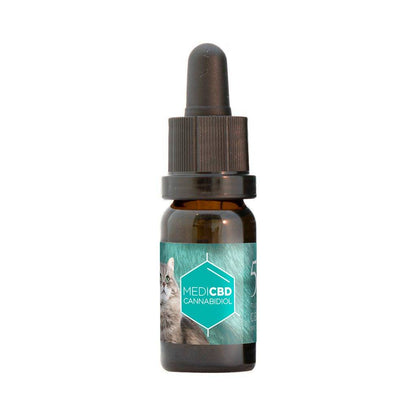 Huile CBD chat MediCBD 5% flacon pipette ambré 10ml – cannabidiol naturel spécial félins, complément bien-être stress anxiété mobilité articulaire chat, achat pas cher livraison France