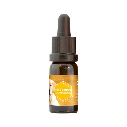 Huile CBD chien MediCBD 5% flacon pipette ambré 10ml – cannabidiol naturel spécial chiens golden retriever, complément bien-être stress anxiété douleurs articulaires, achat pas cher livraison France